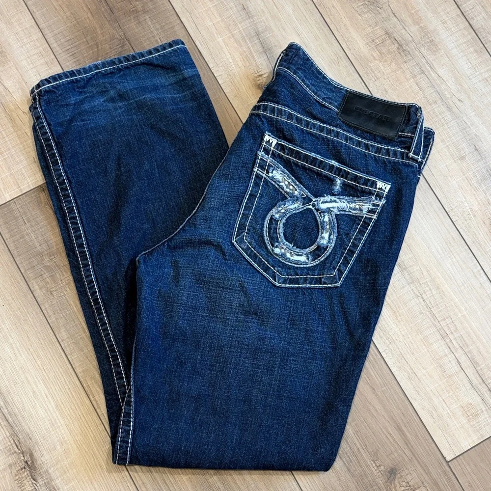 Big Star Men's Straight Distressed Jeans in Deep Blue Size 38 - Picture 1 of 8
